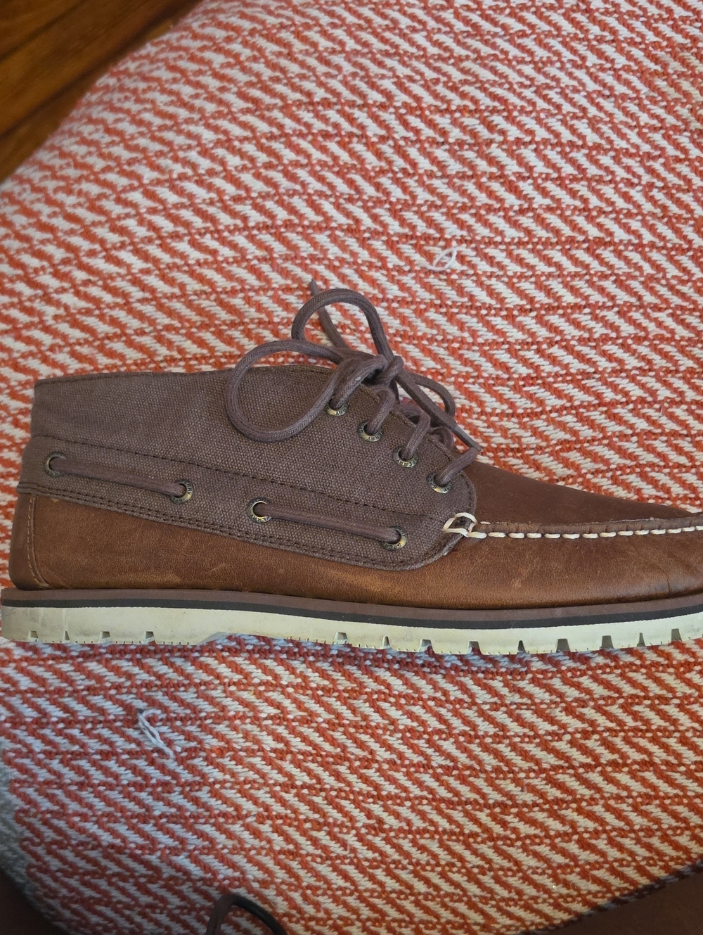 Men's Brown Leather and Canvas Boat Chukka Shoes
